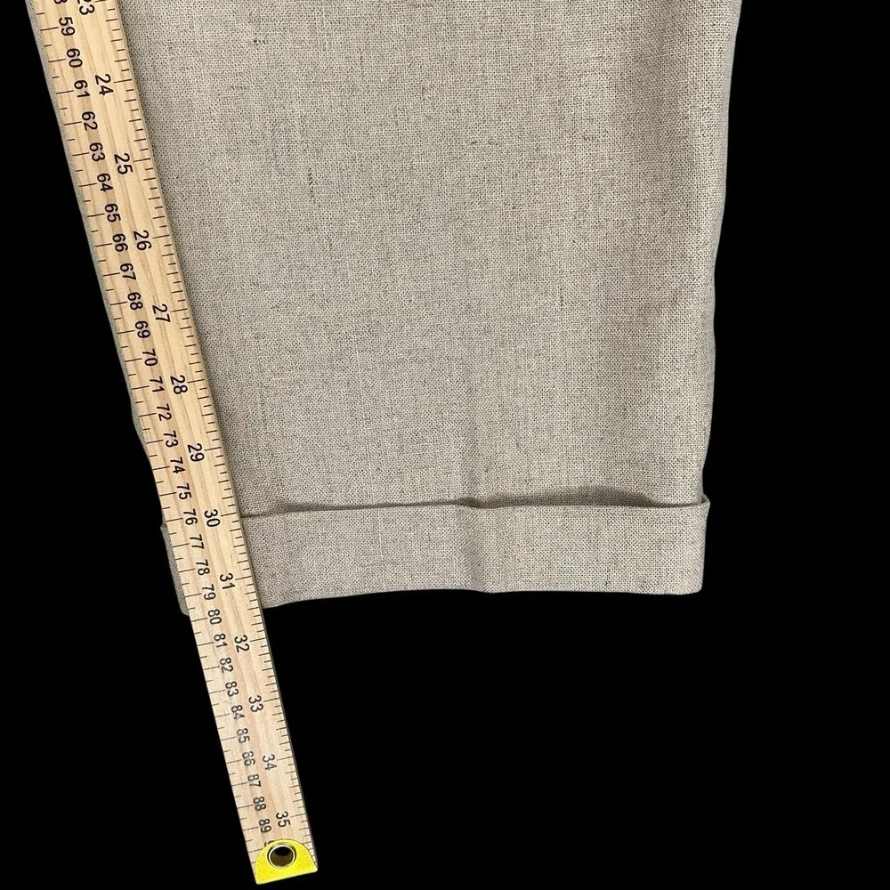 Perry Ellis Pants Men 36x32 (ACTUAL 35x31.5) Beige Linen Cuffed Pleated VTG NEW